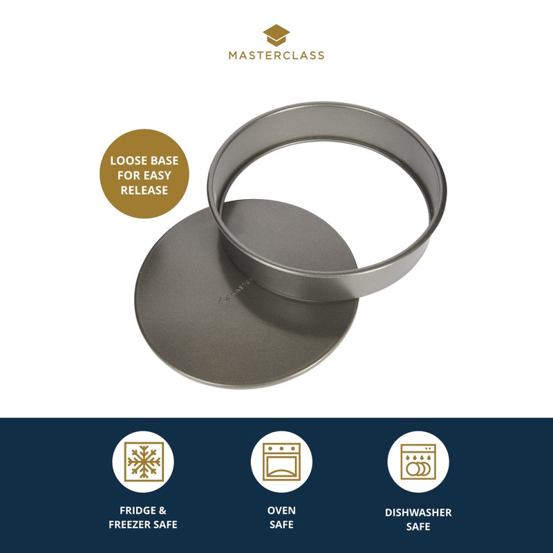 Master Class MasterClass KCMCHB12 20cm Loose Based Sandwich Tin with PFOA Non Stick  Robust 1mm Thick Carbon Steel  8 Inch Round Cake Pan  Grey - Image 3